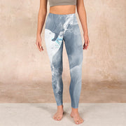 Buddha Stones Light Slate Gray White Cat Exercise Leggings Women's Yoga Pants - image 2