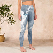 Buddha Stones Light Slate Gray White Cat Exercise Leggings Women's Yoga Pants - image 4