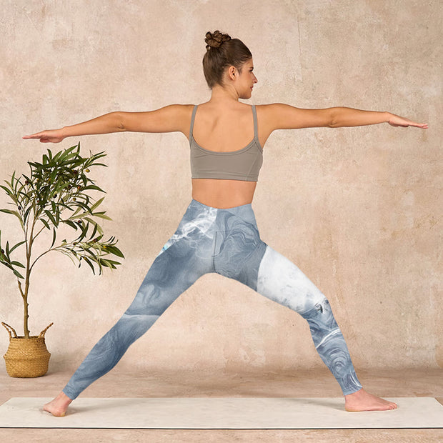 Buddha Stones Light Slate Gray White Cat Exercise Leggings Women's Yoga Pants - image 11