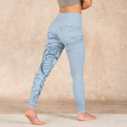 Buddha Stones Blue Soaring Dragon Swirling Clouds Print Gym Leggings Women's Yoga Pants