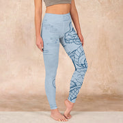 Buddha Stones Blue Soaring Dragon Swirling Clouds Print Gym Leggings Women's Yoga Pants - LightSkyBlue - US18，UK/AU22，EU50 (4XL) - image 1