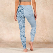 Buddha Stones Blue Soaring Dragon Swirling Clouds Print Gym Leggings Women's Yoga Pants - image 15