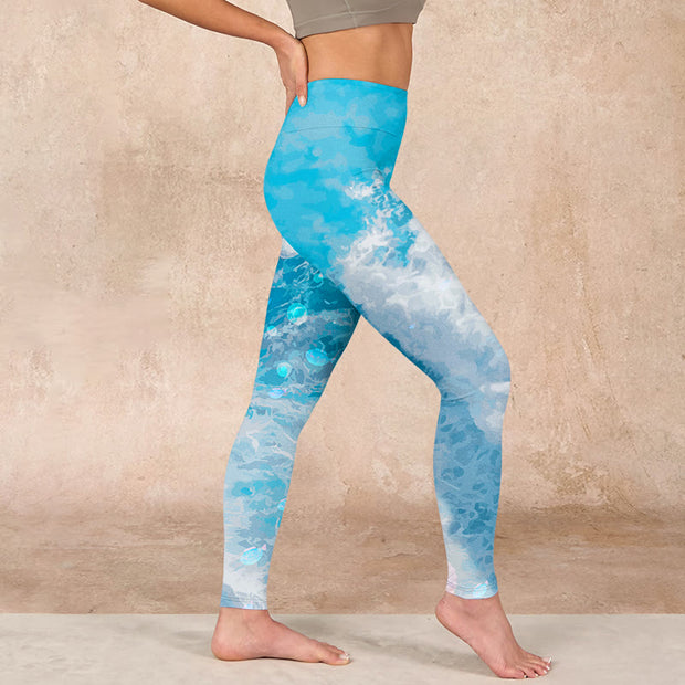 Buddha Stones Ocean Waves Fish Gym Leggings Women's Yoga Pants