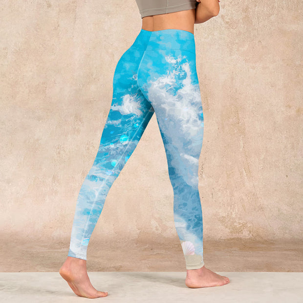 Buddha Stones Ocean Waves Fish Gym Leggings Women's Yoga Pants - image 5