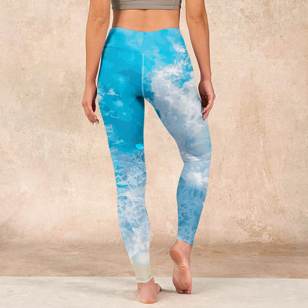 Buddha Stones Ocean Waves Fish Gym Leggings Women's Yoga Pants Leggings BS 15