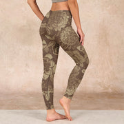 Buddha Stones Peony Flowers Leaves Blossom Print Gym Fitness Leggings Women's Yoga Pants - image 20