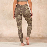 Buddha Stones Peony Flowers Leaves Blossom Print Gym Fitness Leggings Women's Yoga Pants - image 32