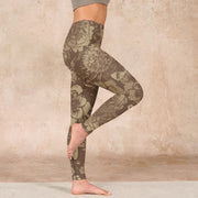 Buddha Stones Peony Flowers Leaves Blossom Print Gym Fitness Leggings Women's Yoga Pants - image 33