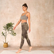 Buddha Stones Peony Flowers Leaves Blossom Print Gym Fitness Leggings Women's Yoga Pants