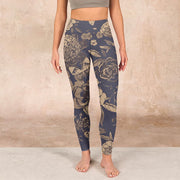 Buddha Stones Peony Flowers Leaves Blossom Print Gym Fitness Leggings Women's Yoga Pants - image 2