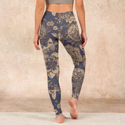 Buddha Stones Peony Flowers Leaves Blossom Print Gym Fitness Leggings Women's Yoga Pants - image 15
