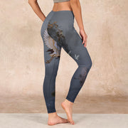 Buddha Stones Auspicious White Crane Pine Tree Print Gym Leggings Women's Yoga Pants - image 15