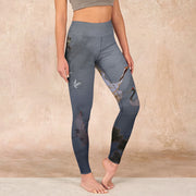 Buddha Stones Auspicious White Crane Pine Tree Print Gym Leggings Women's Yoga Pants - Gray - US18，UK/AU22，EU50 (4XL) - image 1