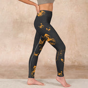 Buddha Stones Dark Grey Butterflies Peony Flowers Print Gym Leggings Women's Yoga Pants - image 17