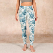 Buddha Stones Green White Flower Gym Leggings Women's Yoga Pants Leggings BS 1