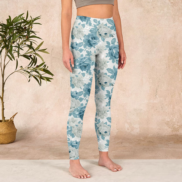 Buddha Stones Green White Flower Gym Leggings Women's Yoga Pants - image 4