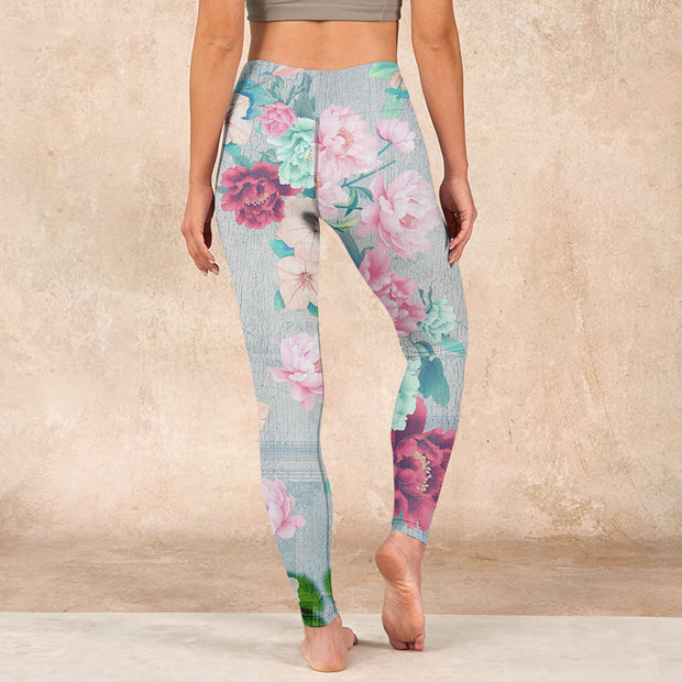 Buddha Stones Colorful Peony Flowers Print Gym Fitness Leggings Women's Yoga Pants - image 15