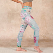 Buddha Stones Colorful Peony Flowers Print Gym Fitness Leggings Women's Yoga Pants