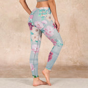 Buddha Stones Colorful Peony Flowers Print Gym Fitness Leggings Women's Yoga Pants - image 3