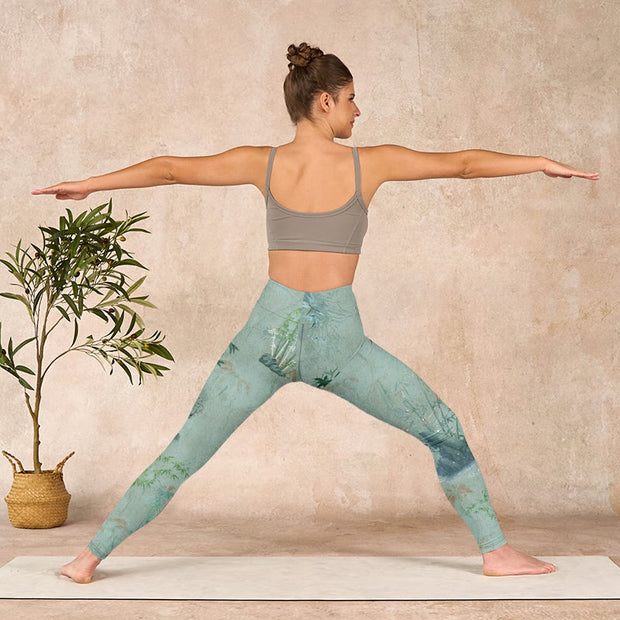 Buddha Stones Green Bamboo Rocks Print Sports Fitness Leggings Women's Yoga Pants - image 11