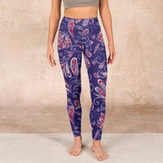 Buddha Stones Purple Flower Petals Print Gym Fitness Leggings Women's Yoga Pants Leggings BS 1