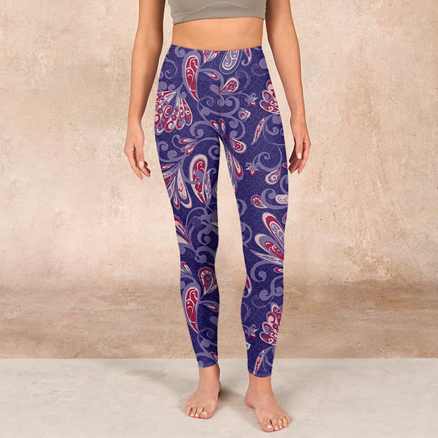 Buddha Stones Purple Flower Petals Print Gym Fitness Leggings Women's Yoga Pants Leggings BS 1