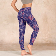 Buddha Stones Purple Flower Petals Print Gym Fitness Leggings Women's Yoga Pants