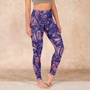 Buddha Stones Purple Flower Petals Print Gym Fitness Leggings Women's Yoga Pants Leggings BS MediumPurple US18，UK/AU22，EU50 (4XL)