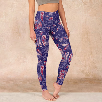 Buddha Stones Purple Flower Petals Print Gym Fitness Leggings Women's Yoga Pants - MediumPurple - US18，UK/AU22，EU50 (4XL) - image 1