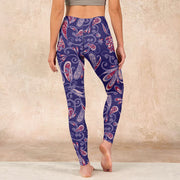 Buddha Stones Purple Flower Petals Print Gym Fitness Leggings Women's Yoga Pants