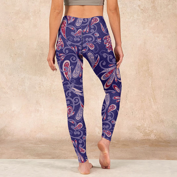 Buddha Stones Purple Flower Petals Print Gym Fitness Leggings Women's Yoga Pants Leggings BS 15