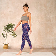 Buddha Stones Purple Flower Petals Print Gym Fitness Leggings Women's Yoga Pants Leggings BS 13