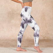 Buddha Stones White Black Bamboo Exercise Leggings Women's Yoga Pants