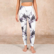 Buddha Stones White Black Bamboo Exercise Leggings Women's Yoga Pants