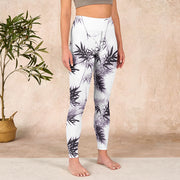 Buddha Stones White Black Bamboo Exercise Leggings Women's Yoga Pants