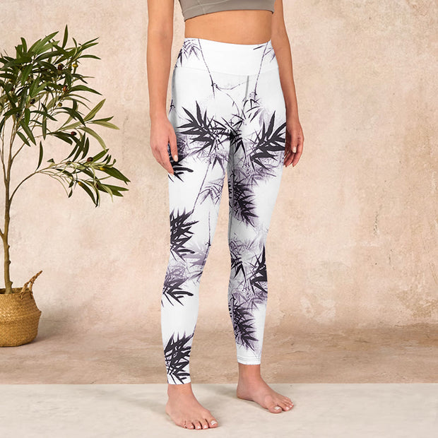 Buddha Stones White Black Bamboo Exercise Leggings Women's Yoga Pants Leggings BS 3