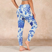 Buddha Stones Flowers Print Gym Leggings Women's Yoga Pants