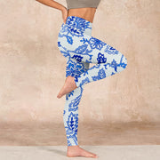 Buddha Stones Flowers Print Gym Leggings Women's Yoga Pants