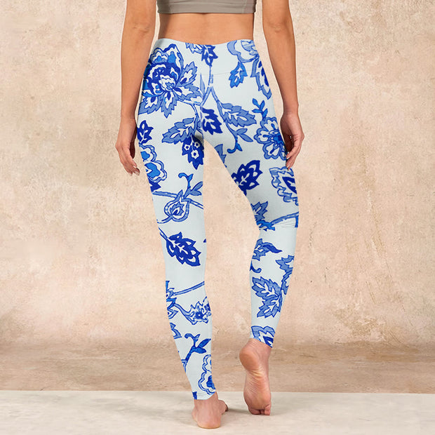 Buddha Stones Flowers Print Gym Leggings Women's Yoga Pants