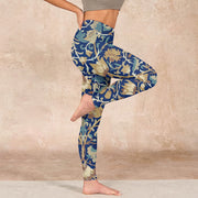 Buddha Stones Interconnected Lotus Flowers Pattern Gym Leggings Women's Yoga Pants Leggings BS 16