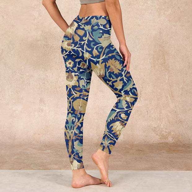 Buddha Stones Interconnected Lotus Flowers Pattern Gym Leggings Women's Yoga Pants