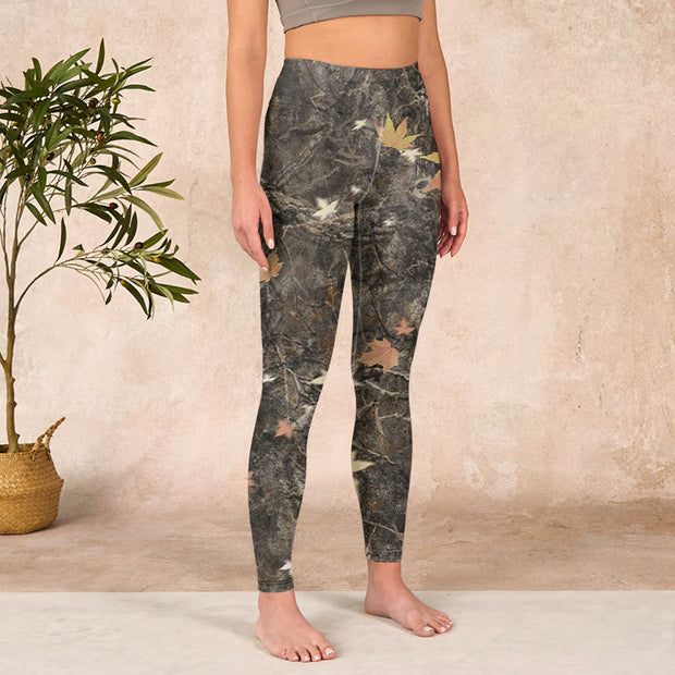 Buddha Stones Maple Leaves Print Gym Leggings Women's Yoga Pants - image 4