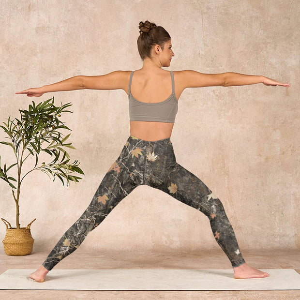Buddha Stones Maple Leaves Print Gym Leggings Women's Yoga Pants - image 11
