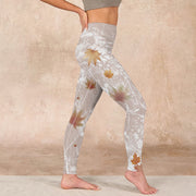 Buddha Stones Maple Leaves Branches Print Gym Leggings Women's Yoga Pants