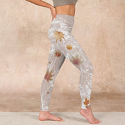 Buddha Stones Maple Leaves Branches Print Gym Leggings Women's Yoga Pants - image 17