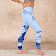 Buddha Stones Blue Bird Peony Print Sports Leggings Women's Yoga Pants Leggings BS 17