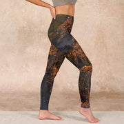 Buddha Stones Golden Mountains Clouds Print Gym Leggings Women's Yoga Pants