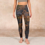 Buddha Stones Golden Mountains Clouds Print Gym Leggings Women's Yoga Pants