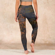 Buddha Stones Golden Mountains Clouds Print Gym Leggings Women's Yoga Pants Leggings BS 15