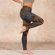 Buddha Stones Golden Mountains Clouds Print Gym Leggings Women's Yoga Pants - image 16